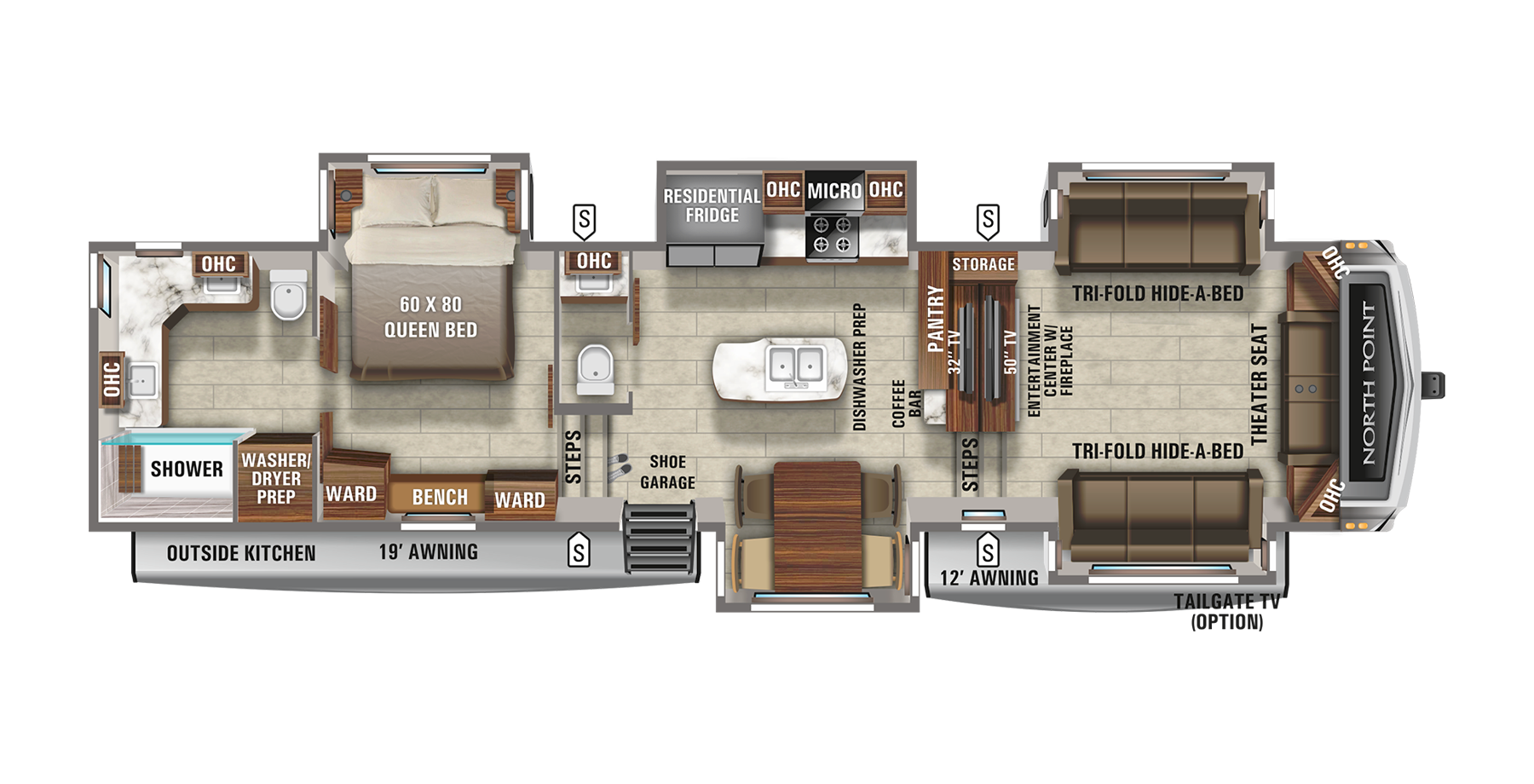 Top 4 Fifth Wheel RV Floorplans   North Point Floorplan 